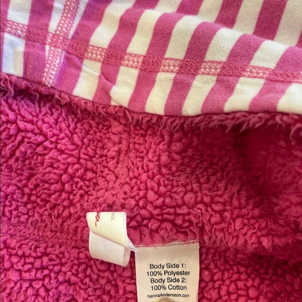 Hanna Anderson pink striped fleece lined bunting 18-24 months romper one piece - Picture 5 of 6